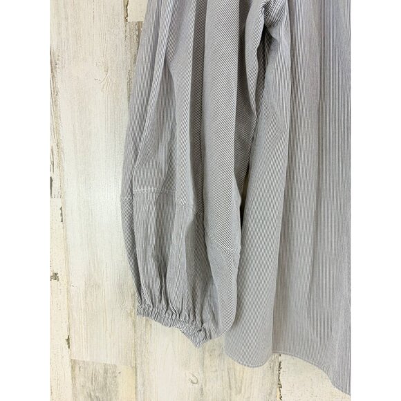 Ann Mashburn Meryl Shirt Sz L Blue Stripe Blouse - Picture 4 of 14